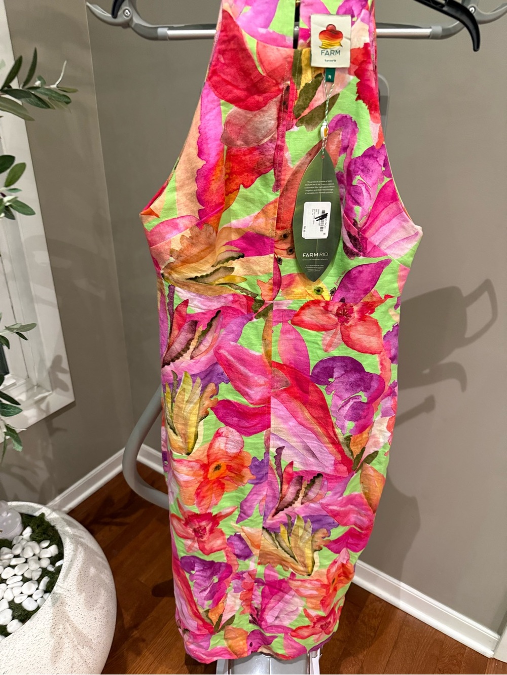 Farm Rio Artsy Flora linen mide dress - Picture 4 of 6